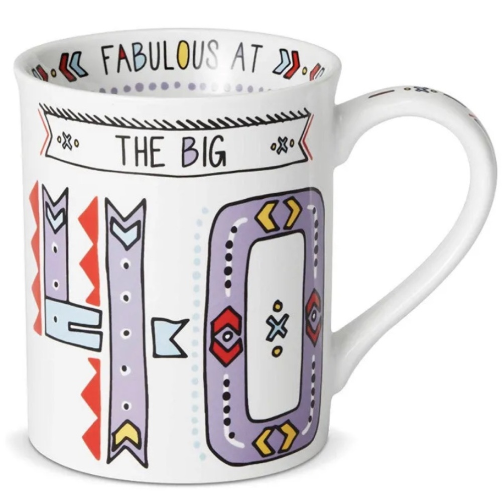 Enesco Our Name is Mud The Big 40 Cuppa Doodle, 16 oz. Stoneware Mug, Purple.